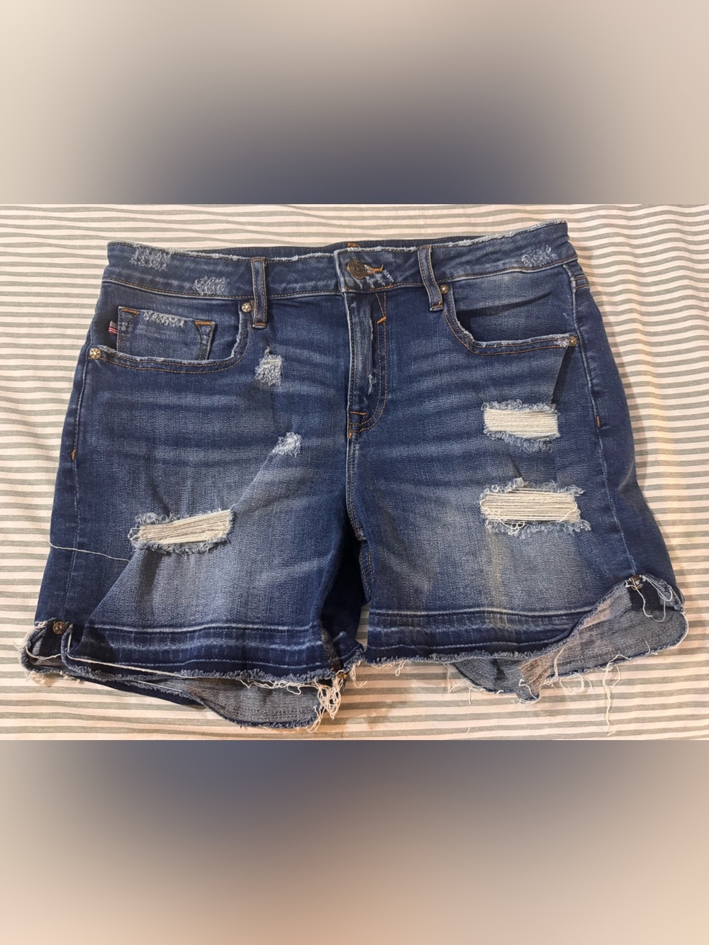 Vigoss Distressed Dark Blue Denim Jean Shorts
